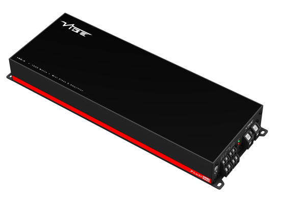 Vibe Audio 4 channel Powerbox amp, top view