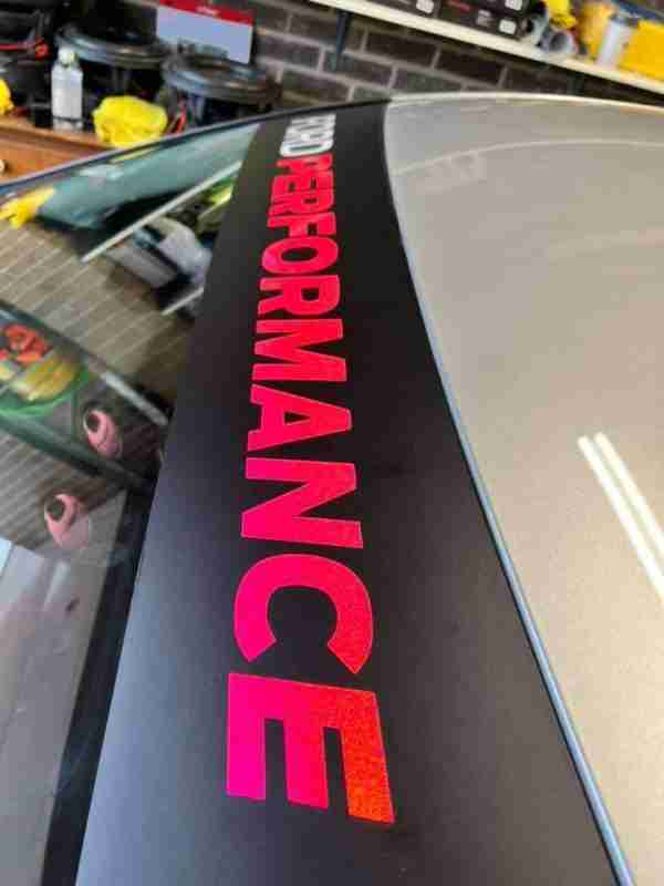 Red lettering Ford performance sunstrip