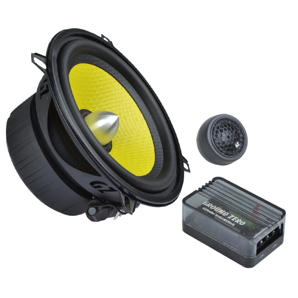 Ground Zero 5" 2 way component speaker yellow and black system